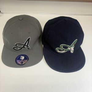 Gray and Navy Baseball Caps with Logo set of 2